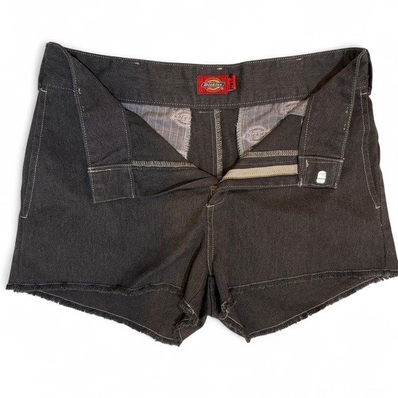 Dickies Charcoal Womens Sz 3 Work Shorts White Stitching Cut Off Frayed Hem - Picture 1 of 5